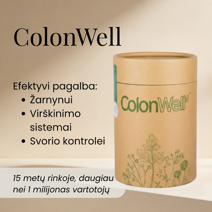 AKCIJA! 2 vnt.. ColonWell (natūralaus skonio) 400 g. + DOVANA ColonWell pėdų ir sąnarių kremas