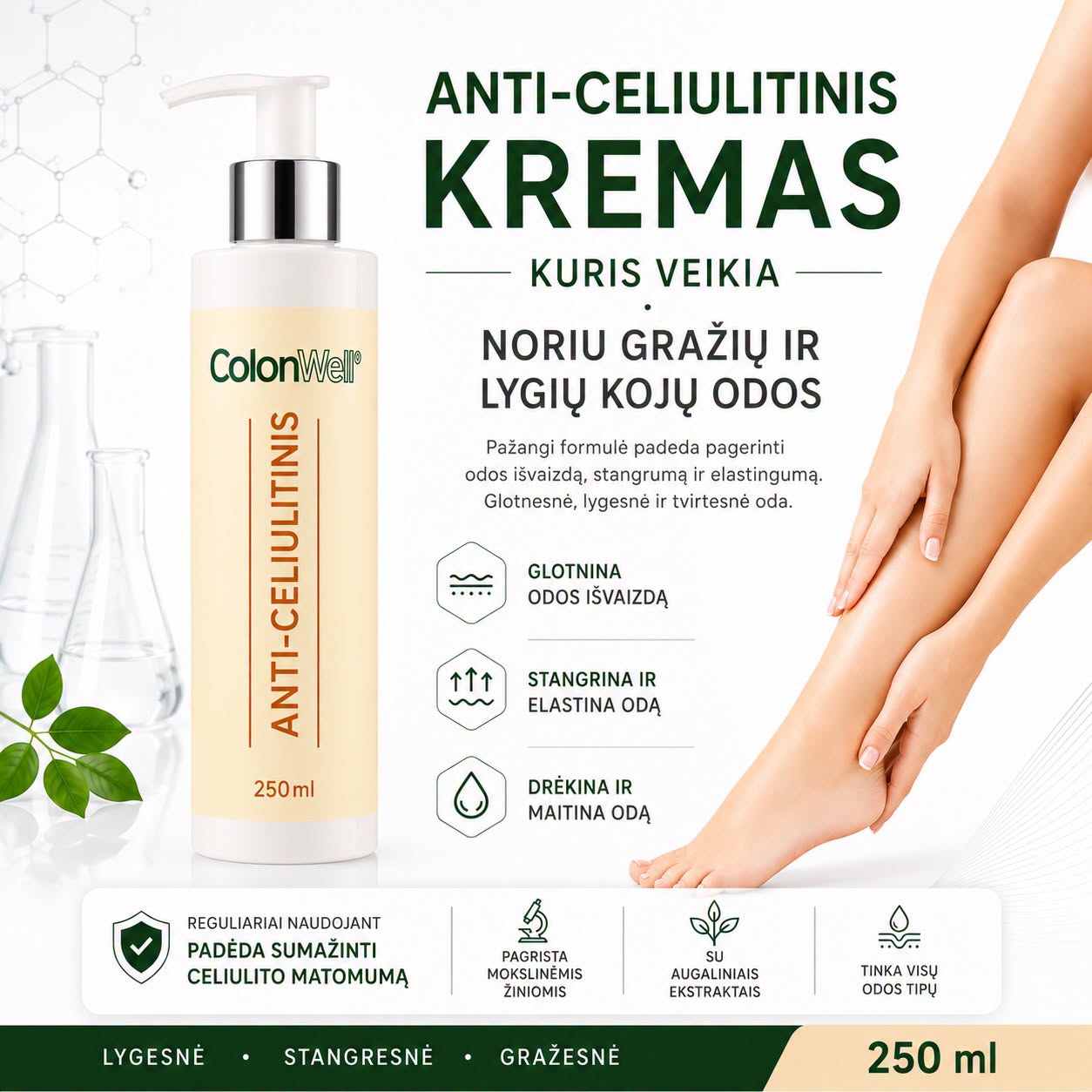 1+1 ColonWell anticeliulitinis, stangrinantis kremas