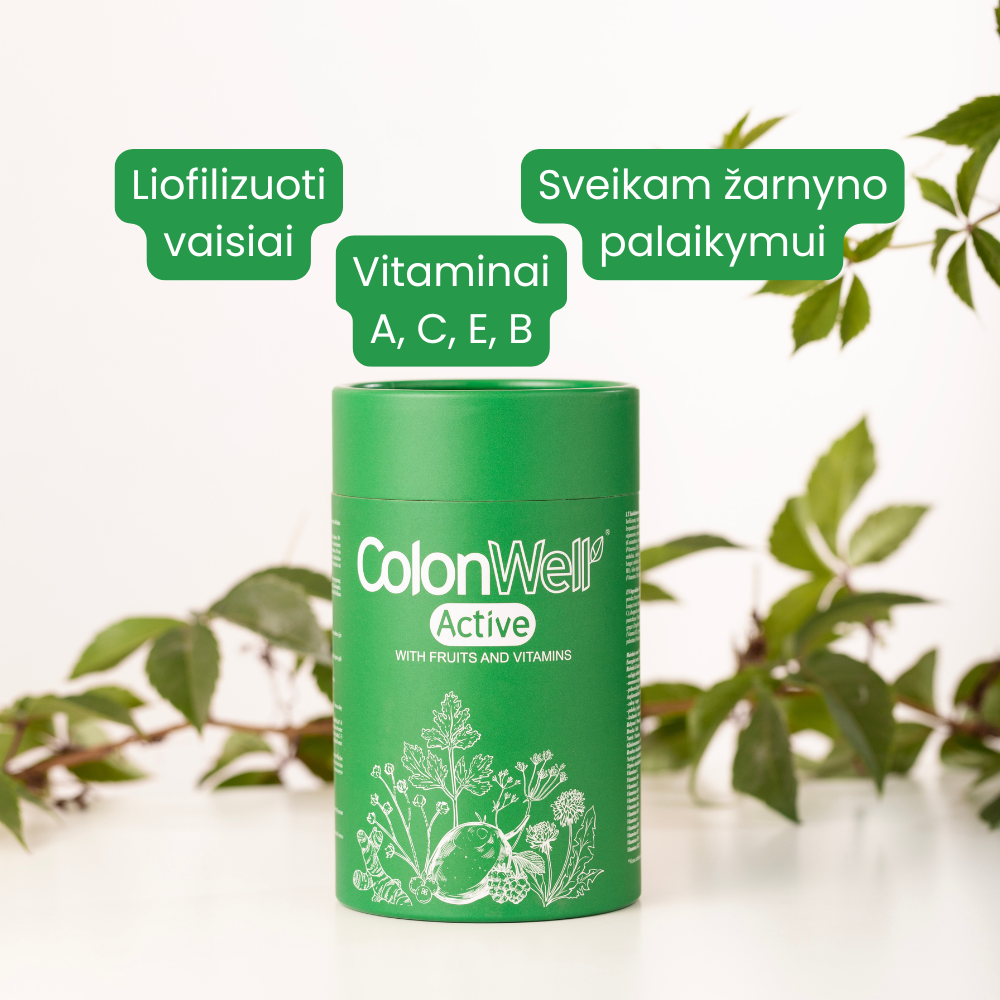 2 vnt. Colonwell Active (su vaisiais ir vitaminais) 350 g. + DOVANA šaltalankių aliejus