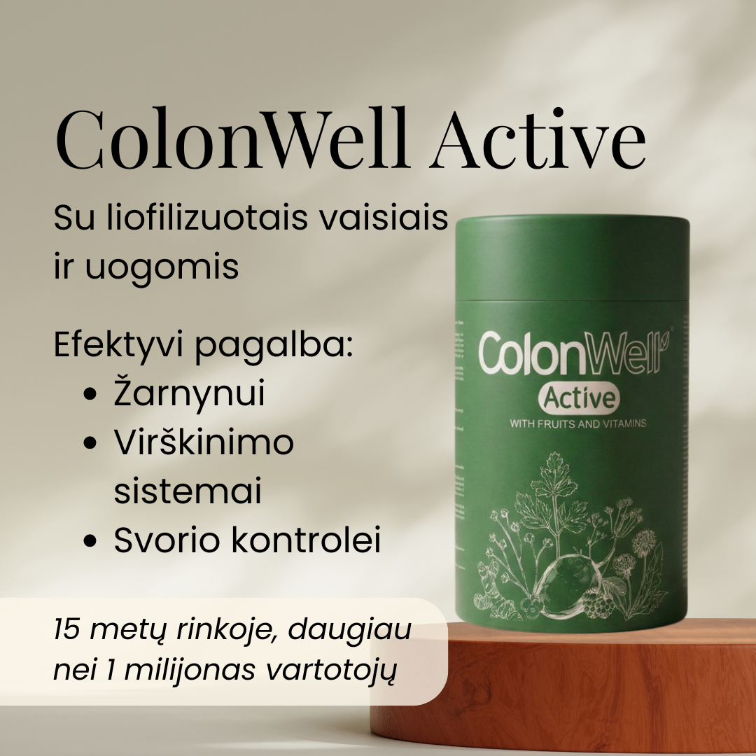 2 vnt. Colonwell Active (su vaisiais ir vitaminais) 350 g. + DOVANA šaltalankių aliejus