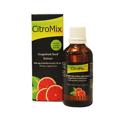CITROMIX maisto papildas – greipfrutų sėklų ekstraktas su vitaminais A, C, D3, 50 ml