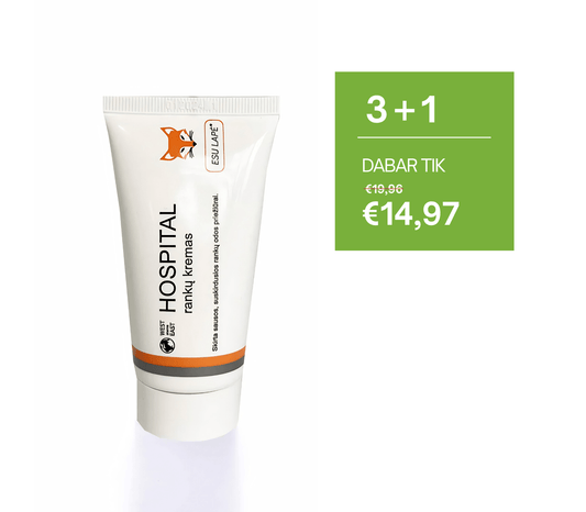 3 perki 1 nemokamai, Rankų kremas HOSPITAL,ESU LAPĖ , 50 g