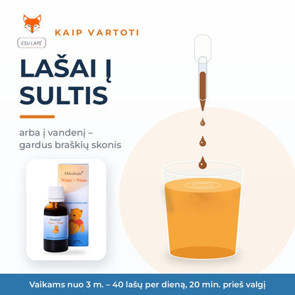 NIAM-NIAM Esu Lape - lasai i sultis, 40 lasu per diena vaikams nuo 3 metu