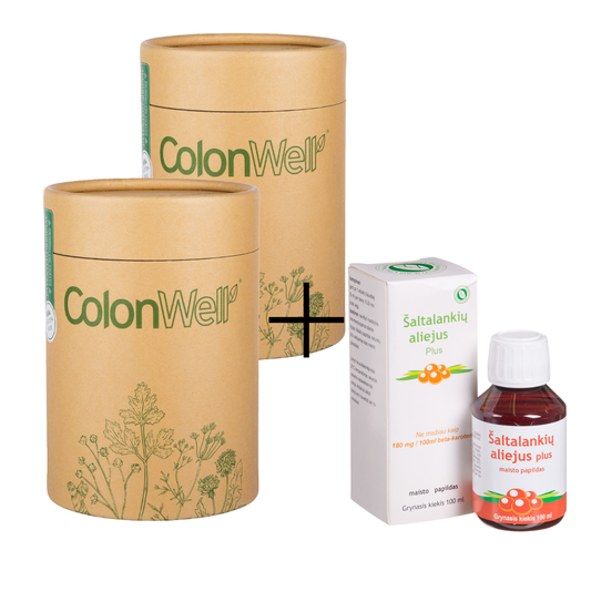 2 vnt. ColonWell (natūralaus skonio) 400 g. + DOVANA šaltalankių aliejus