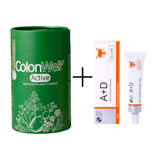 ColonWell Active - žolelių ir sėklų mišinys (su vaisiais ir vitaminais) 350 g. + DOVANA A+D kremas, ESU LAPĖ , 10 g