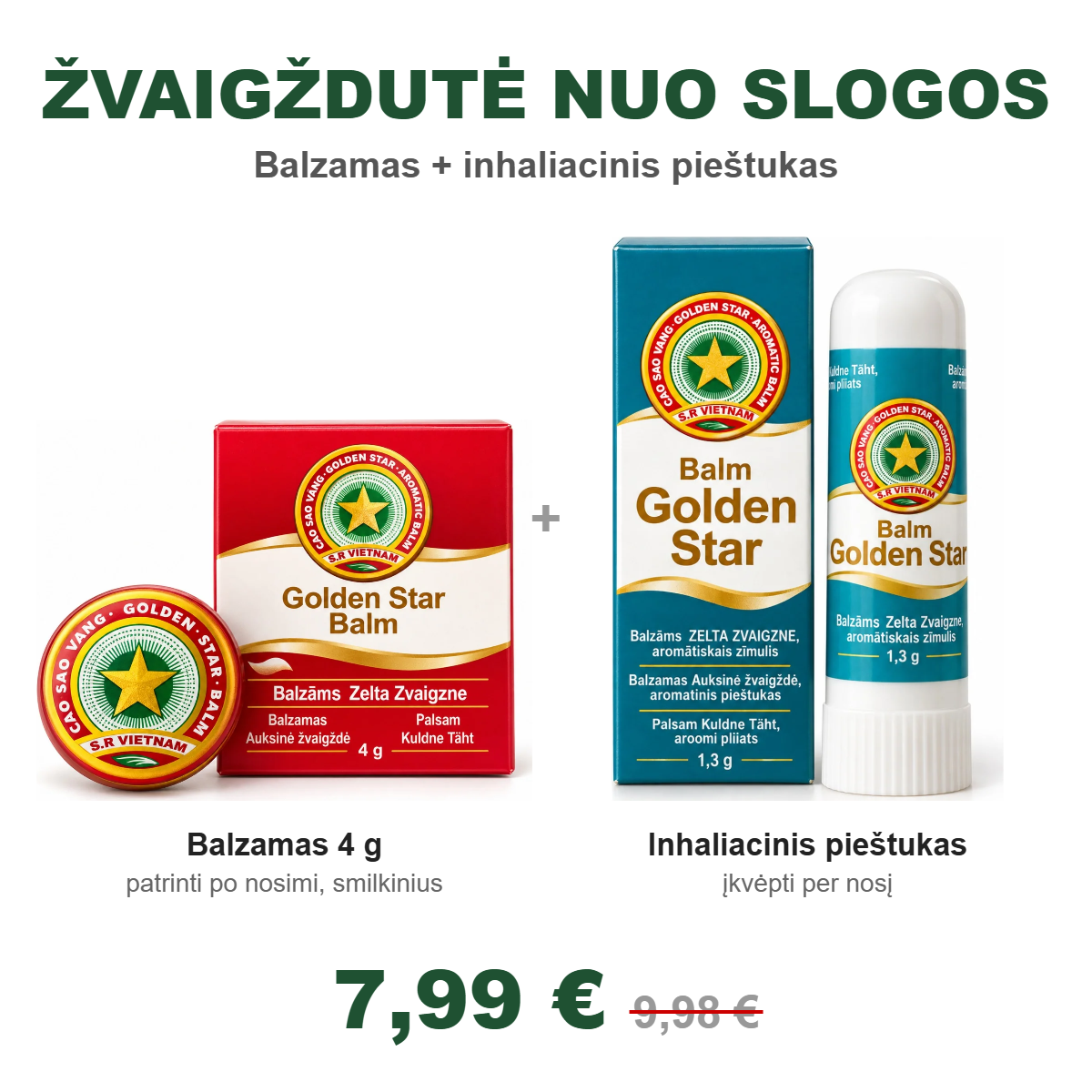 Žvaigždutės rinkinys: balzamas 4 g + inhaliacinis pieštukas